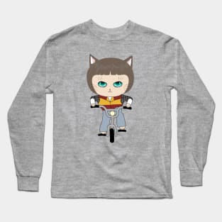 Stranger Things - Cat Will Byers with bike Long Sleeve T-Shirt